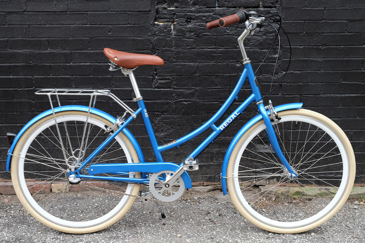 light blue cruiser bike with basket