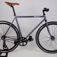 Single Speed and Fixie Bike with a Matte Gray Frame and Deep Black Rims